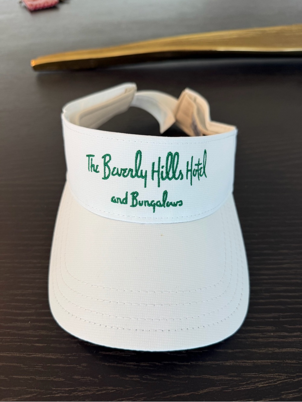 Beverly Hills hotel sun visor, worn 2x
